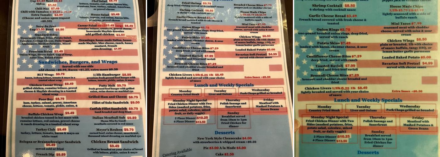 Meyers Cafe & Lounge Menu