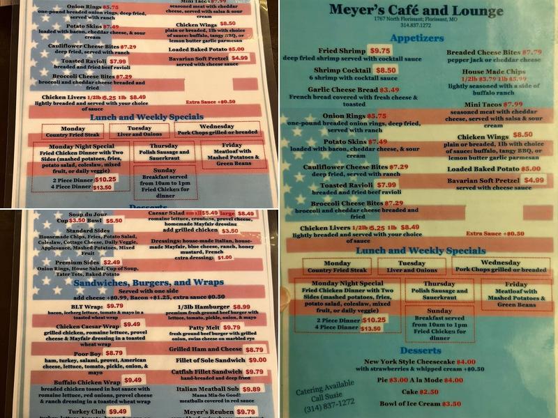 Meyers Cafe & Lounge Menu