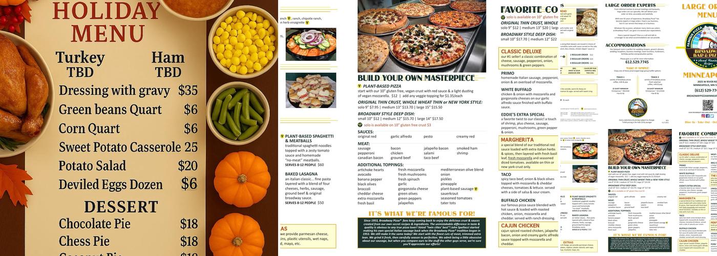 Broadway Pizza Menu