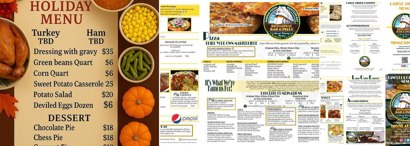 Broadway Pizza Menu