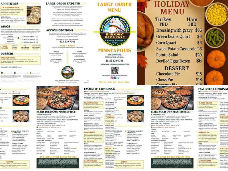 Broadway Pizza Menu