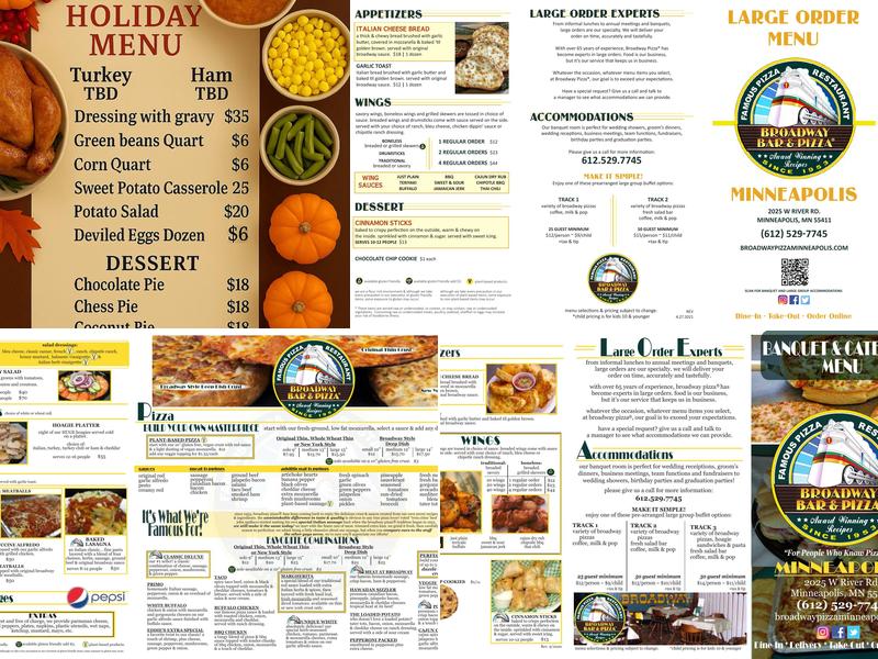 Broadway Pizza Menu