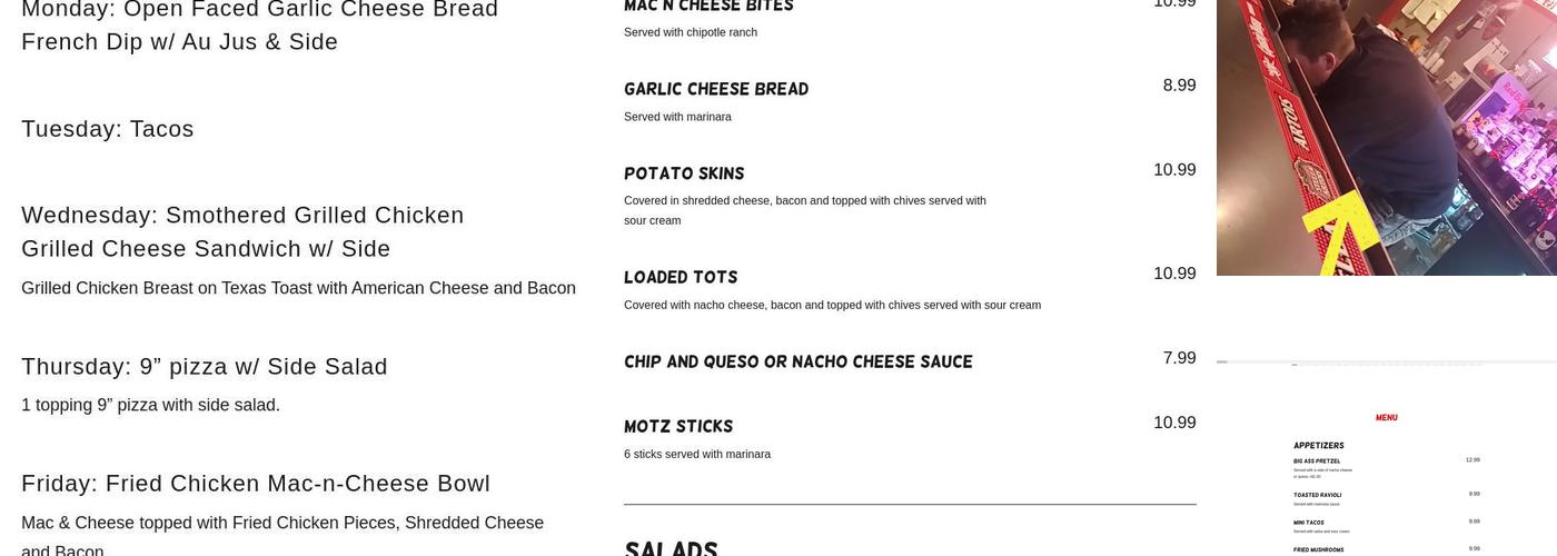 Redbirds Sports Bar and Grill Menu