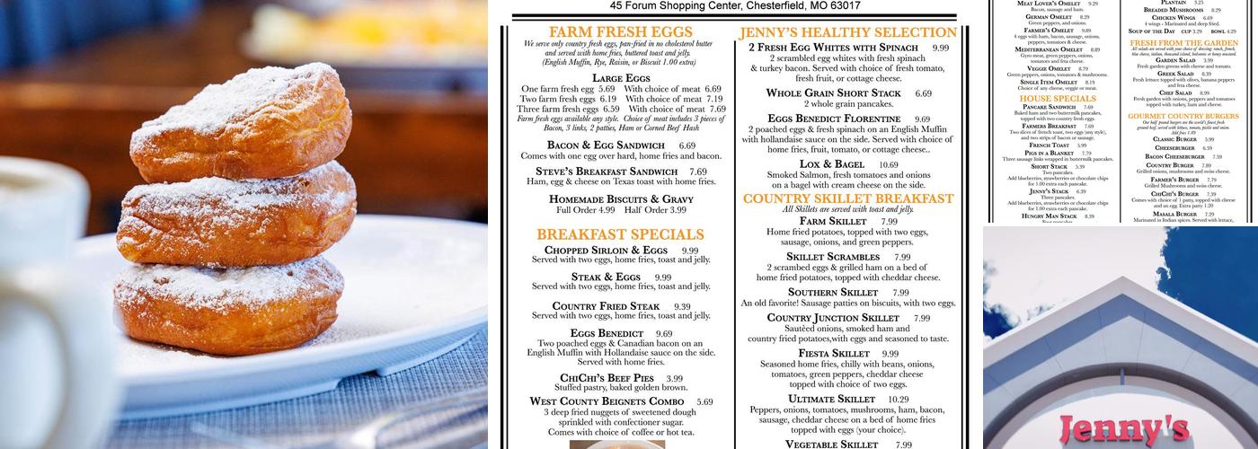 Jenny's Diner Menu