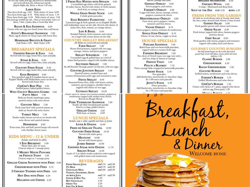 Jenny's Diner Menu