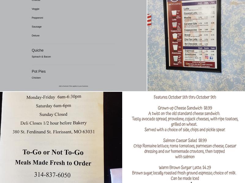 Helfer's Pastries Menu