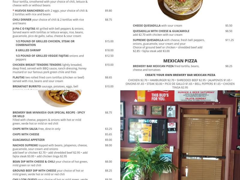 Brewery Bar III Menu