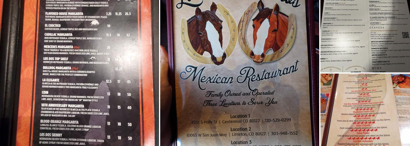 Los Dos Potrillos Mexican Restaurant Menu