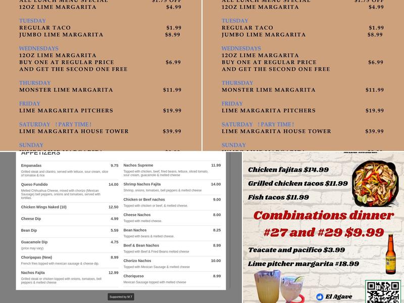 El Agave Menu