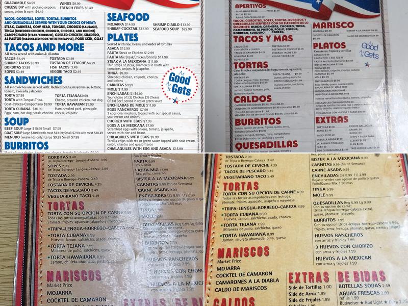 La Tejana Taqueria Menu
