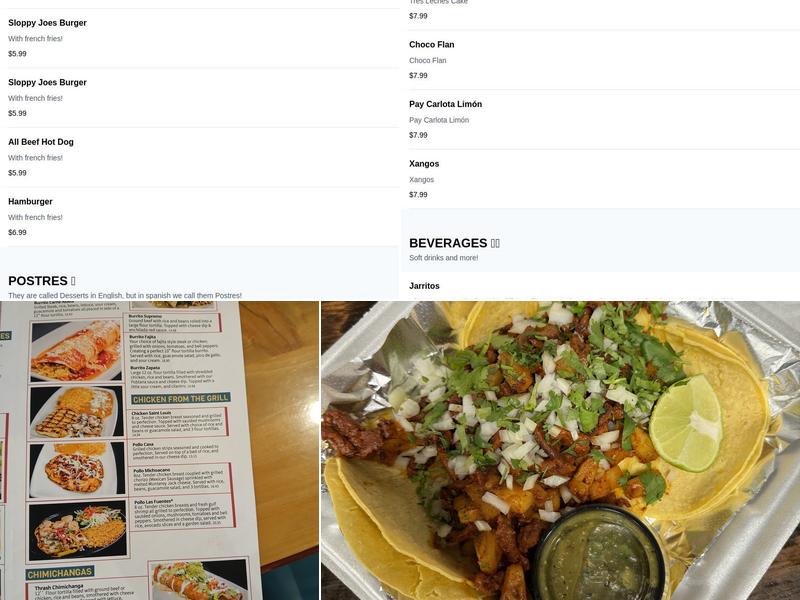 Las Fuentes Mexican Restaurant Menu