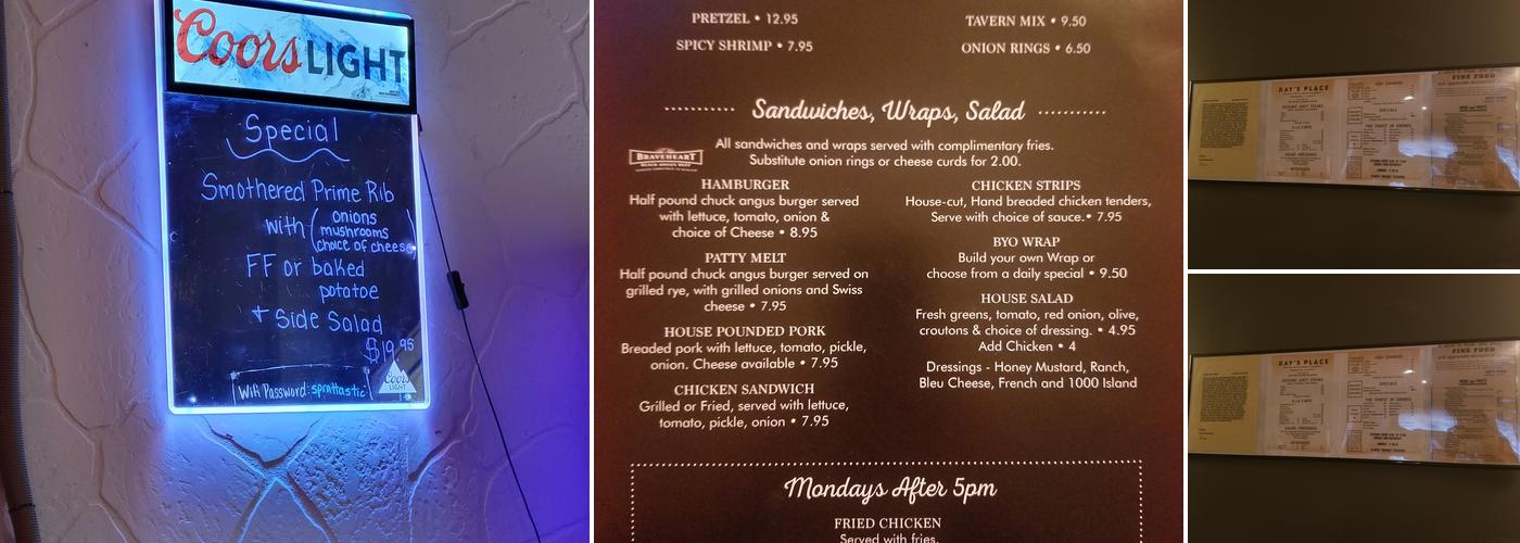 Spratt's Tap Menu