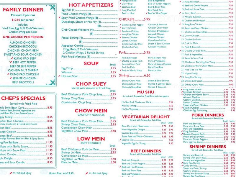 Jade Cafe Menu