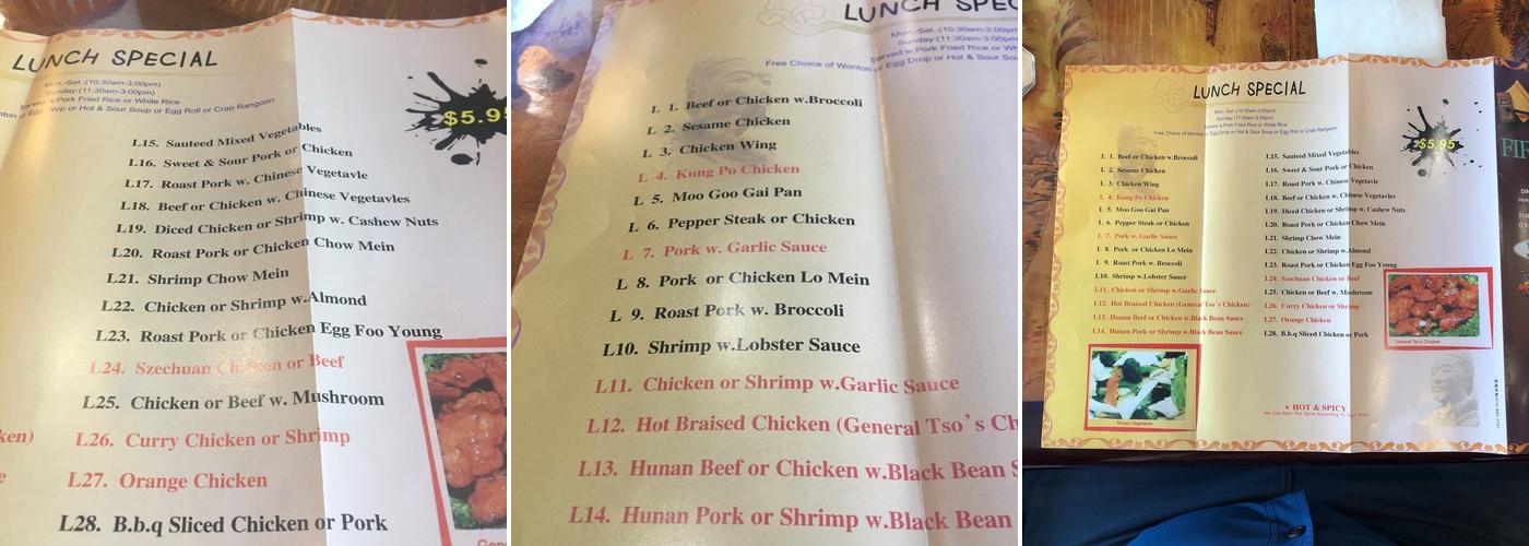 First Wok Menu