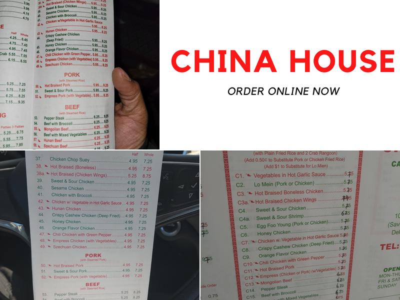 China House Menu