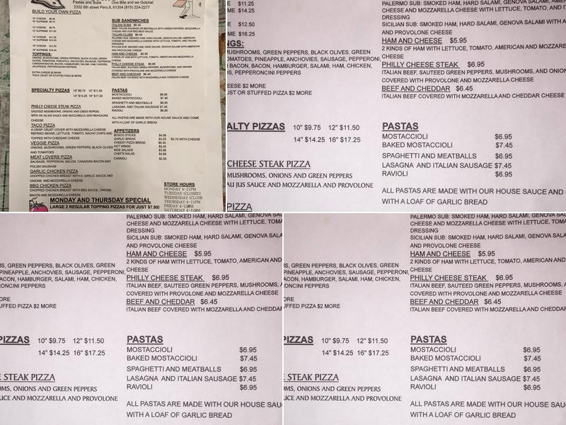 Palermo Pizza Menu