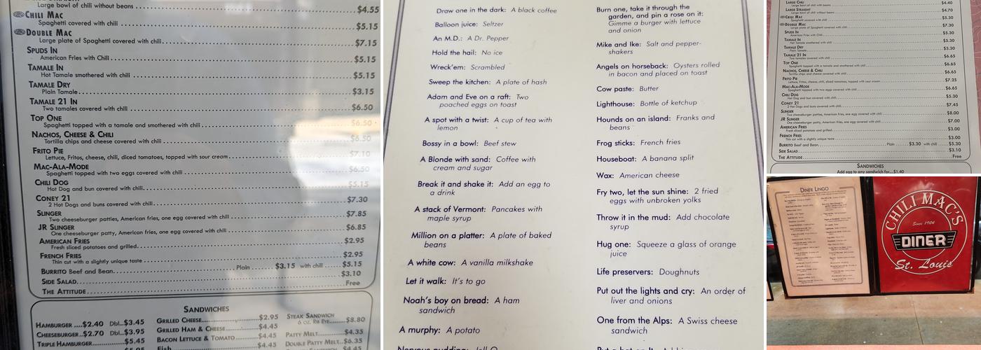 Chili Mac's Diner Menu