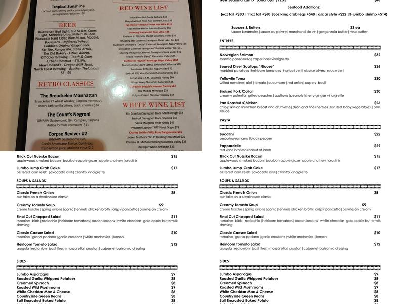 Final Cut Smokehouse Menu