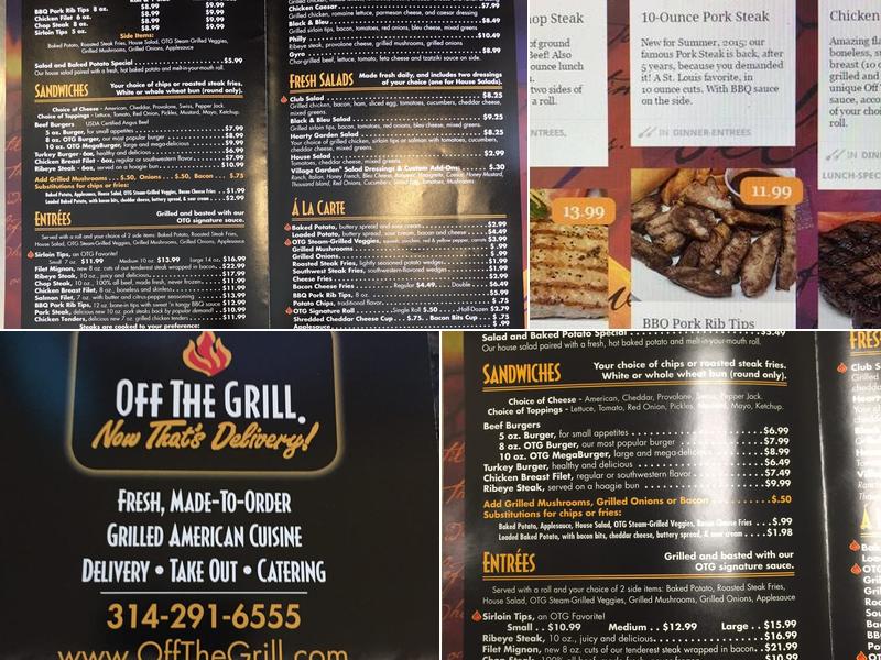 Off The Grill Menu