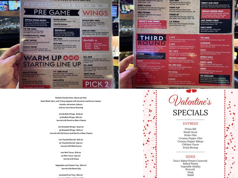 Rookies Bar & Grill Menu
