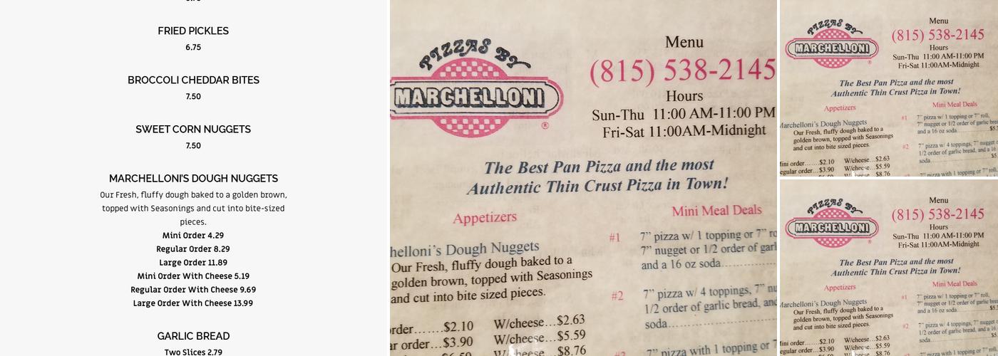 Pizzas By Marchelloni Menu