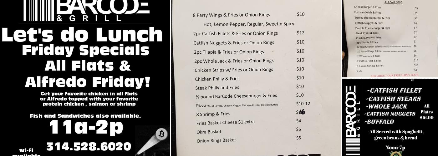 Bar Code & Grill Menu