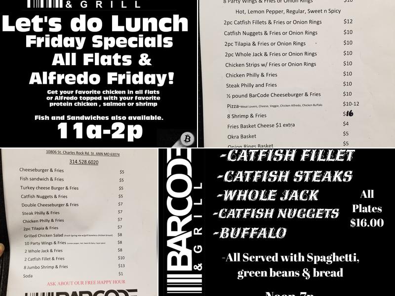 Bar Code & Grill Menu