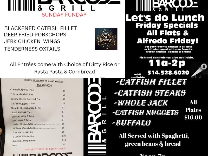 Bar Code & Grill Menu
