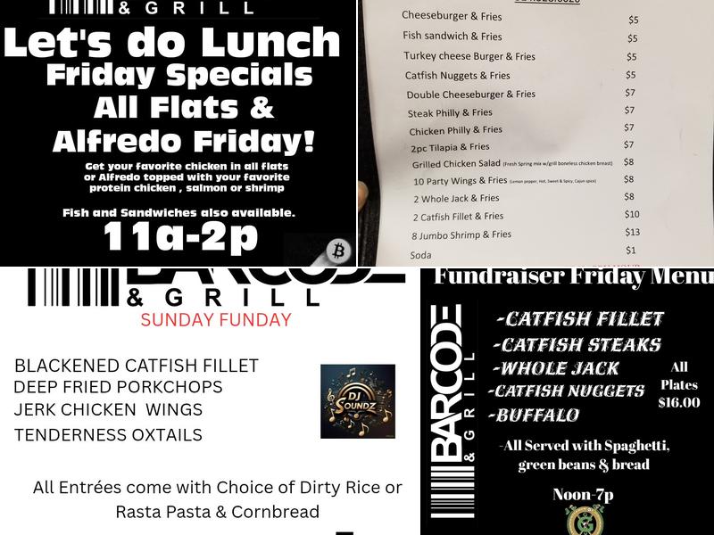 Bar Code & Grill Menu