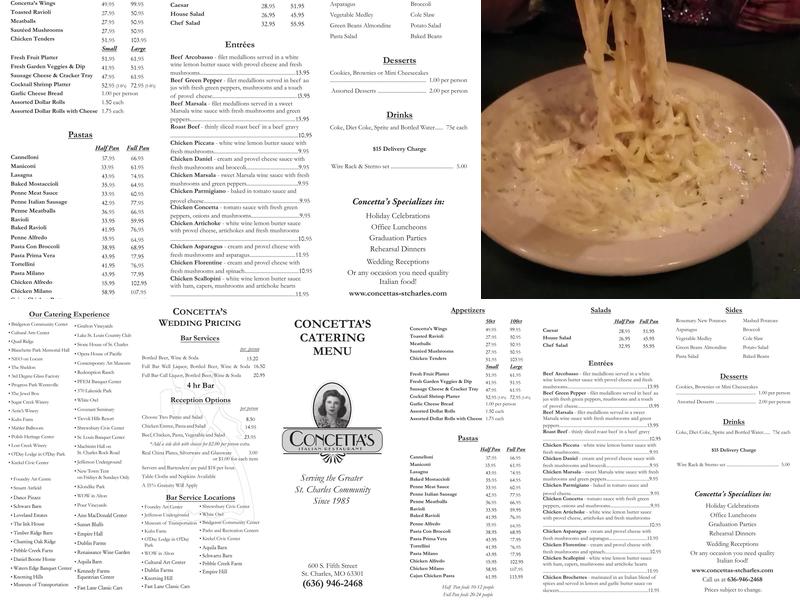 Concetta's Catering and Event Space Menu