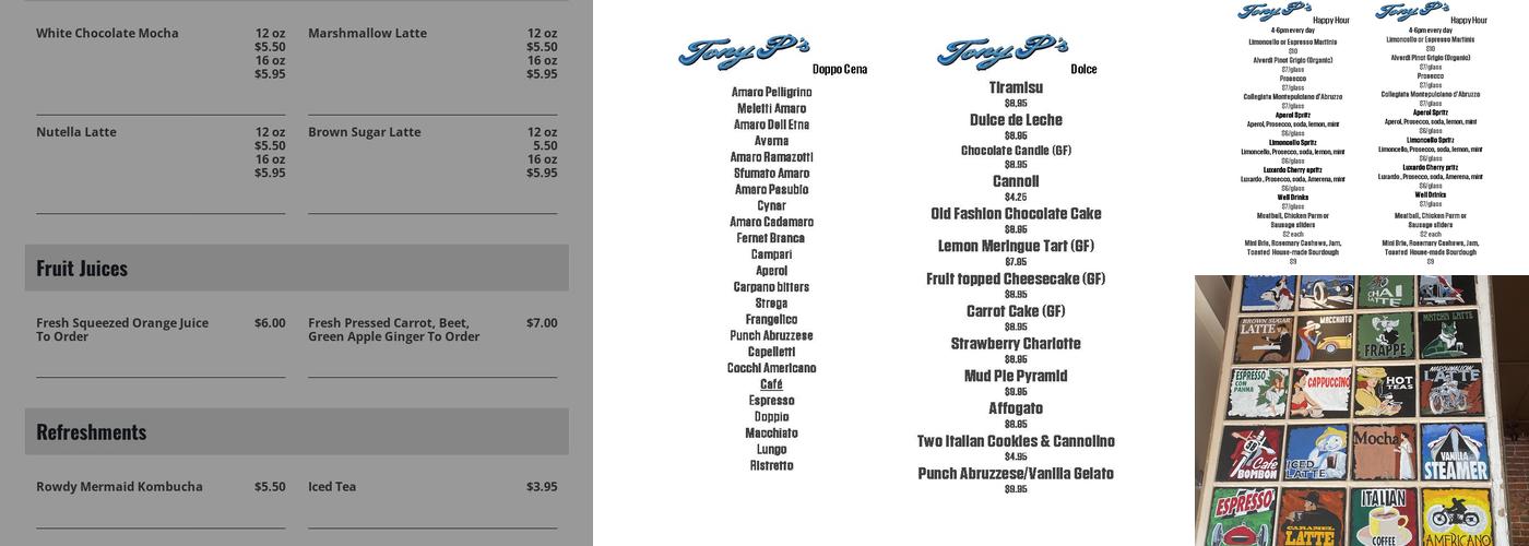 Tony P's Bar & Pizzeria LoHi Menu