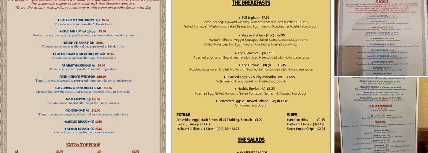 Cafe Mimmo & Pizza Menu