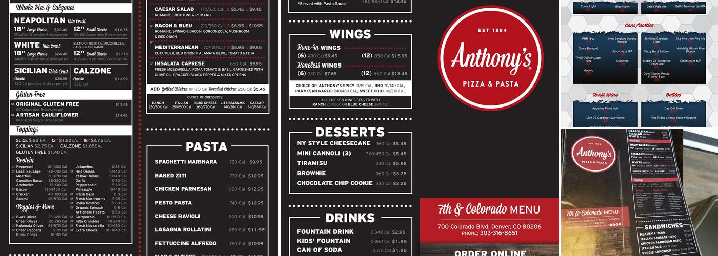 Anthony's Pizza & Pasta Menu