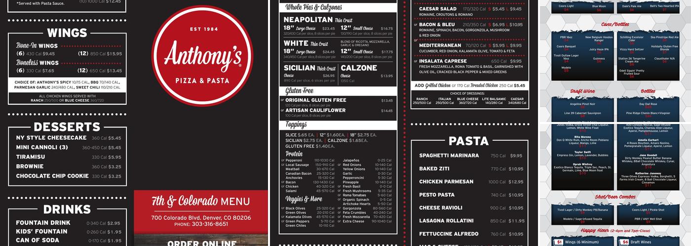 Anthony's Pizza & Pasta Menu