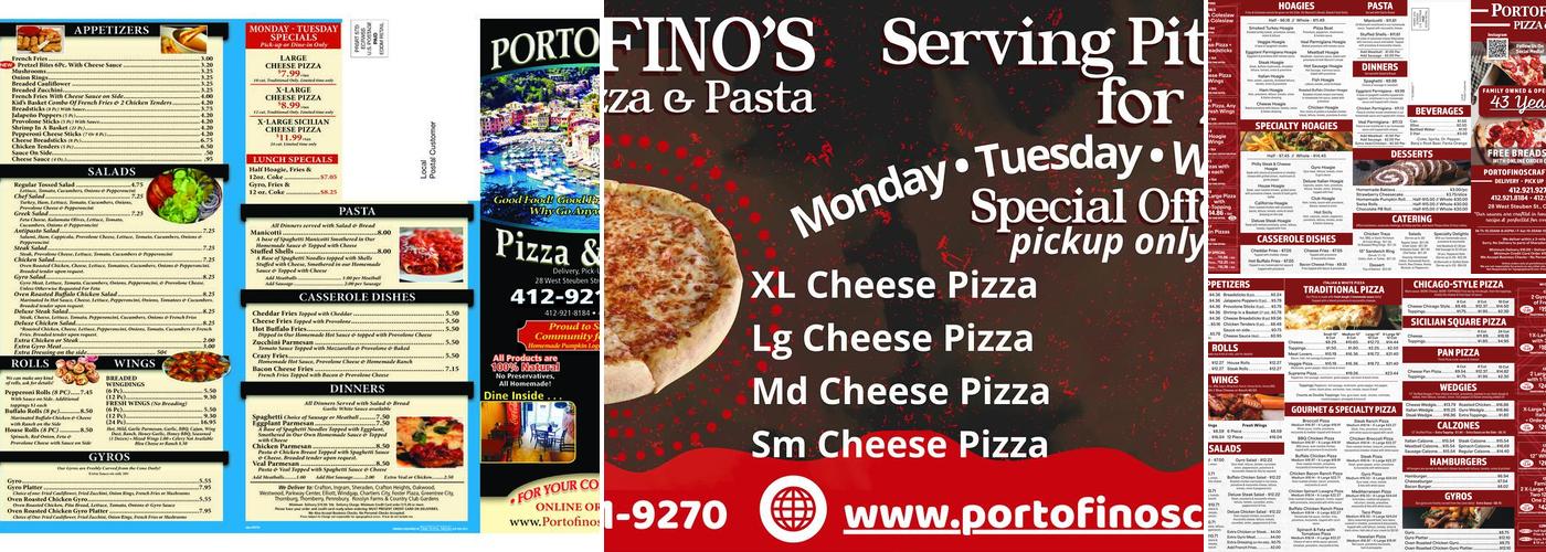 Portofino's Pizza & Pasta Menu