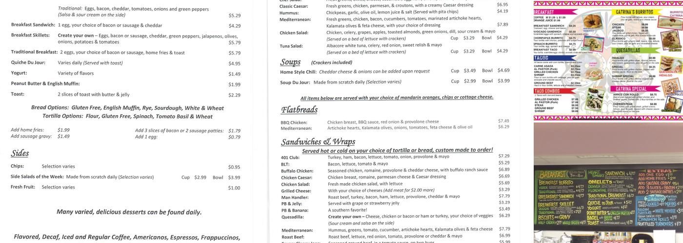 Cafe 401 Menu