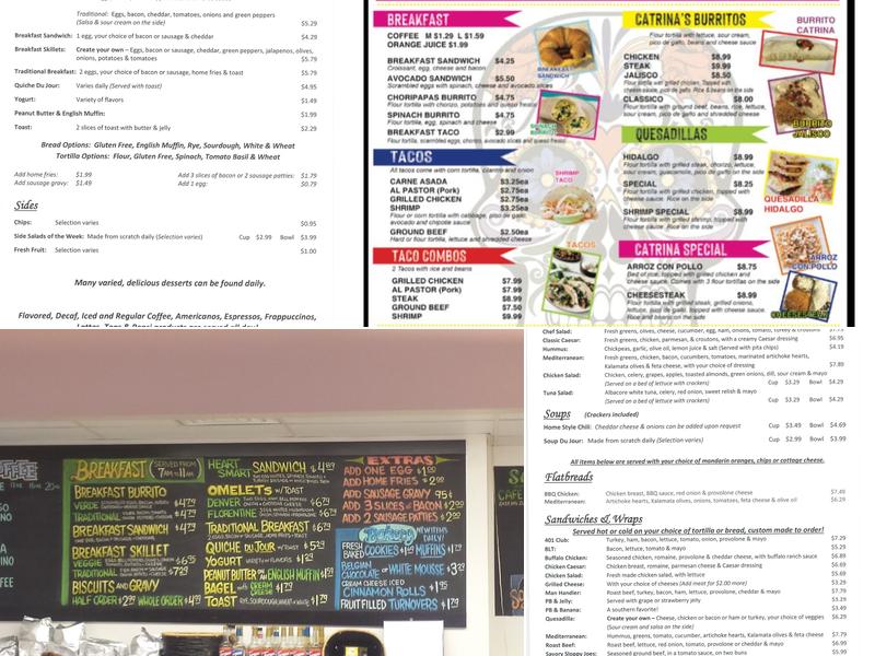 Cafe 401 Menu