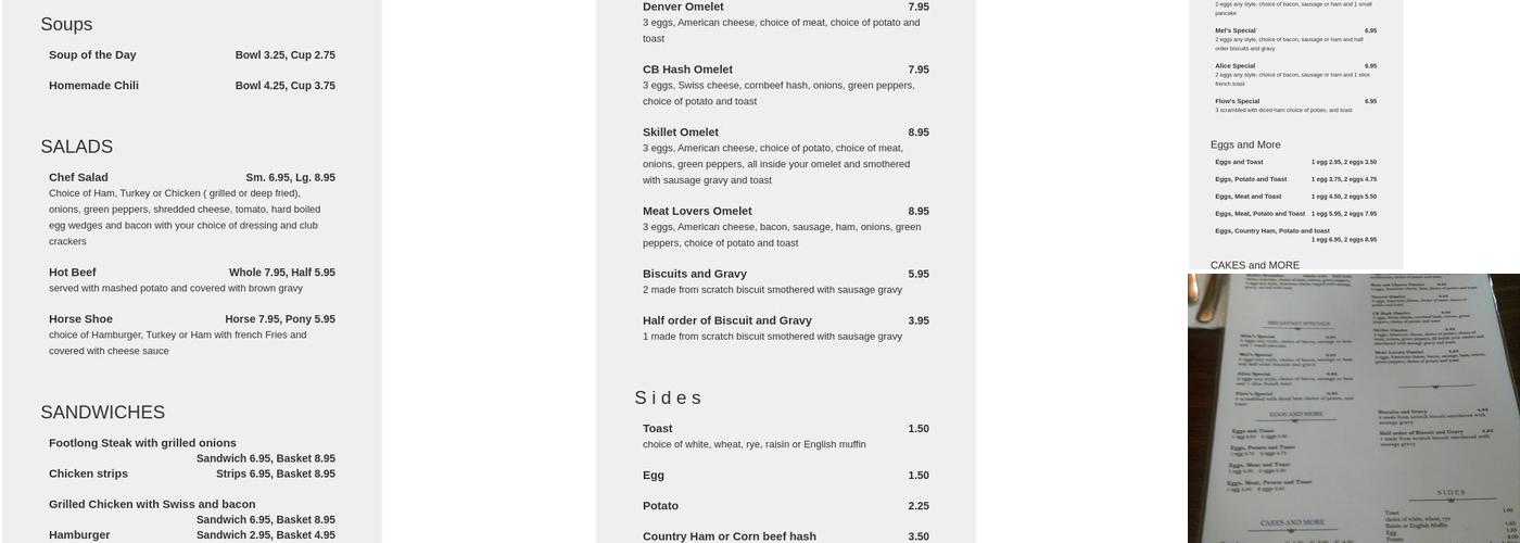Mel's Cafe Menu