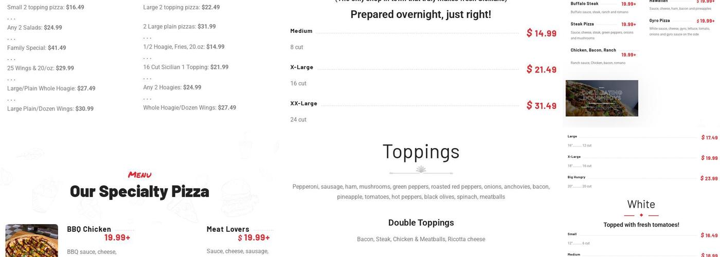 Doughboy's Pizza Menu