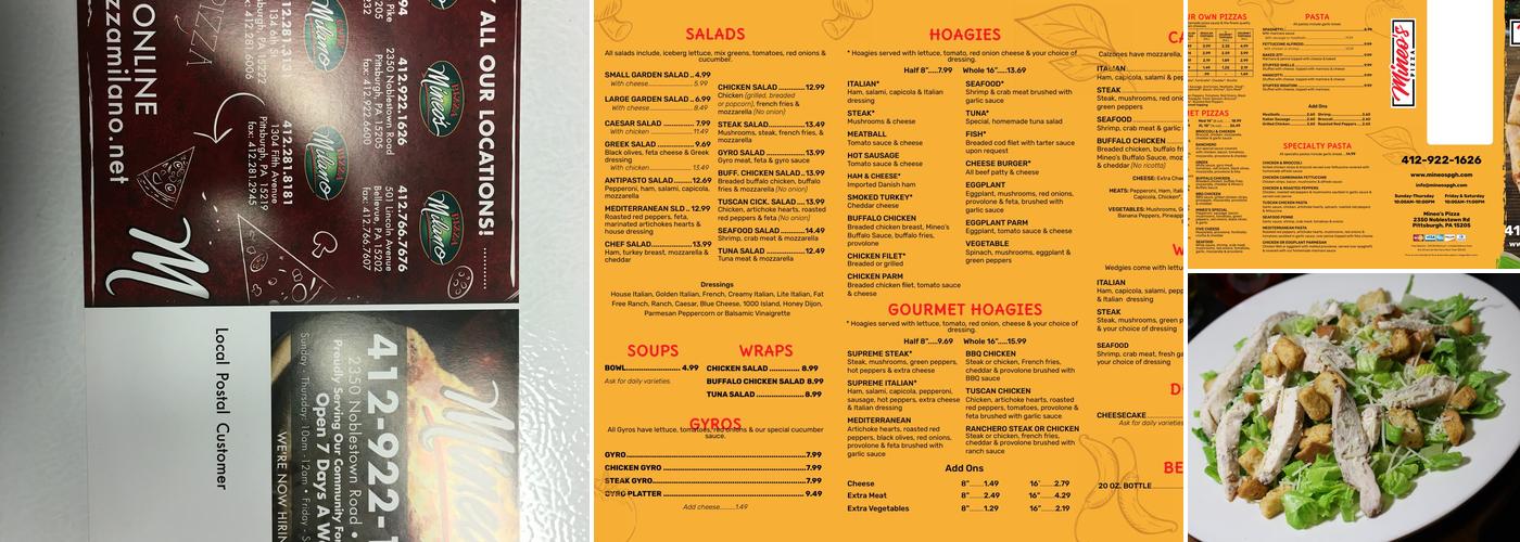 Mineo's Pizza Menu