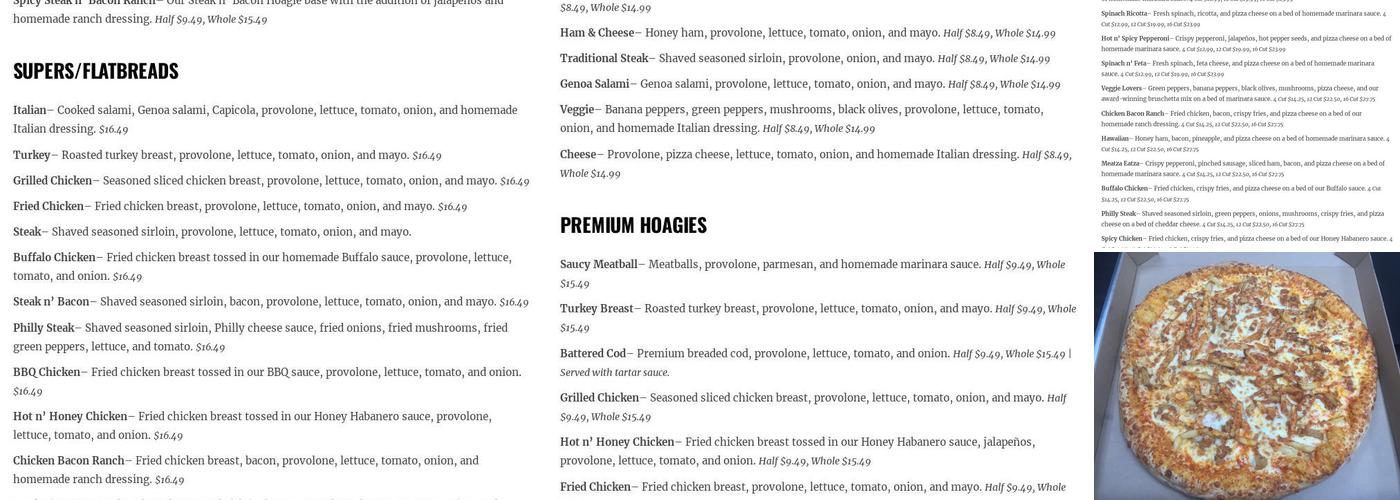 Mandy's Pizza Menu