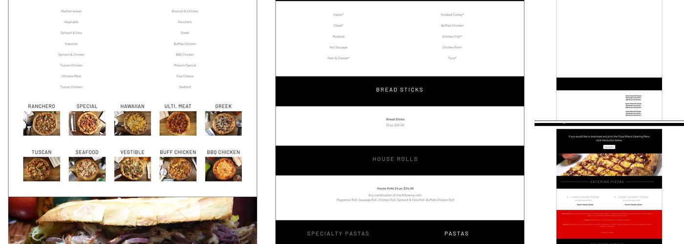 Pizza Milano Menu