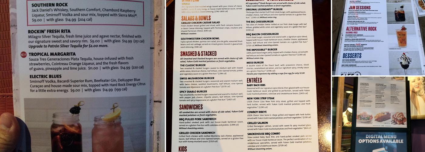 Hard Rock Cafe Menu