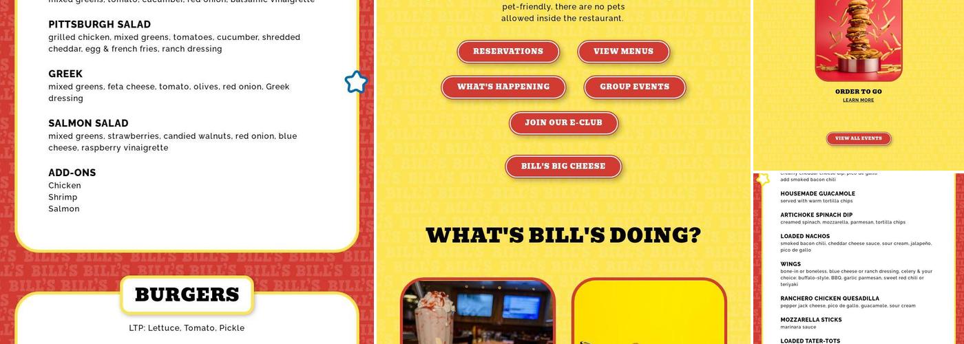 Bill's Bar & Burger Menu