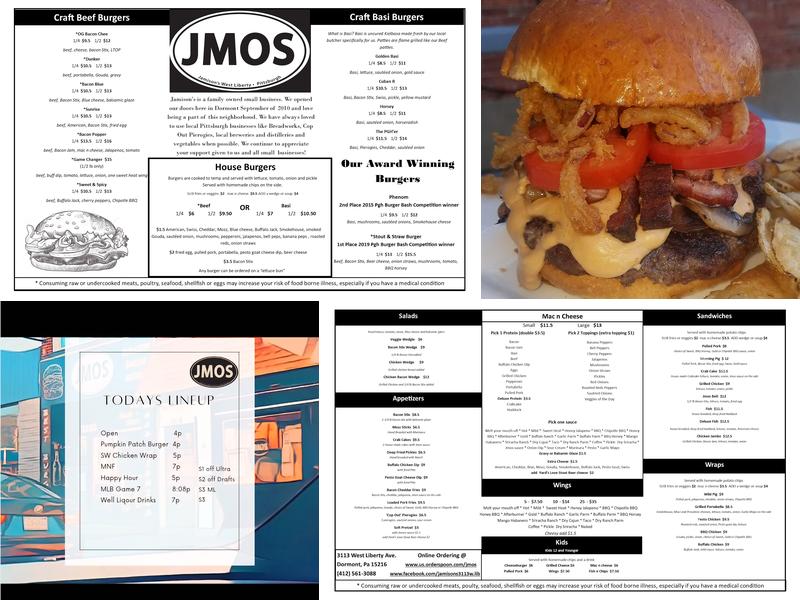 Jamison's Menu