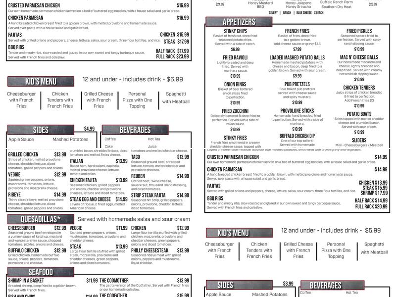 Stinky's Bar & Grill Menu
