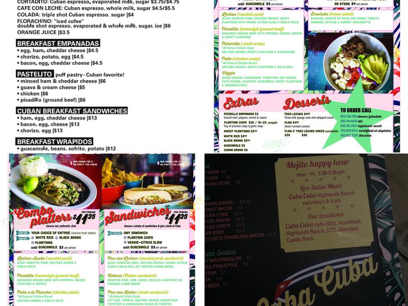 Cuba Cuba Northfield Menu