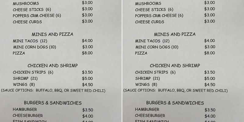 Glennonville Bar And Grill Menu