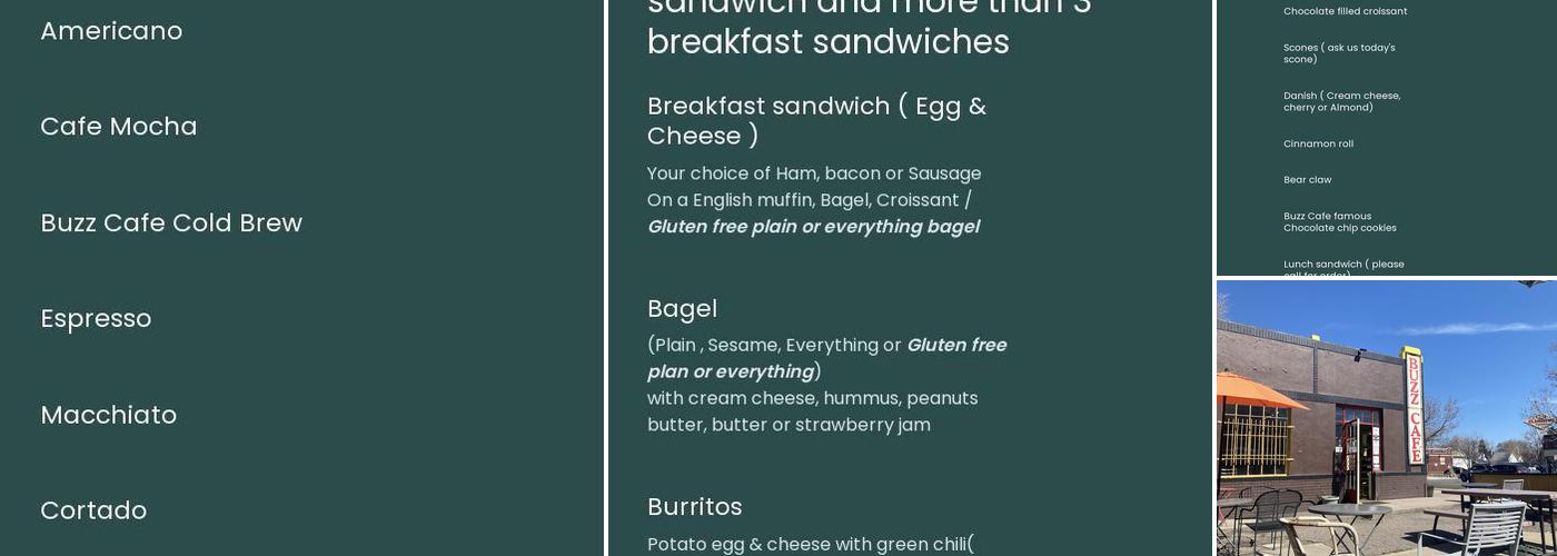 Buzz Cafe Menu