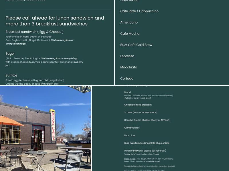 Buzz Cafe Menu